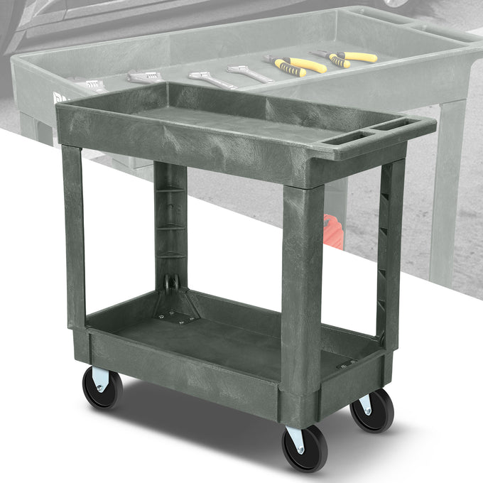 2-Shelf Small Tray Top Rolling Utility Car <br> 34-1/2 in.  L x17-1/2 in. W x33 in. H