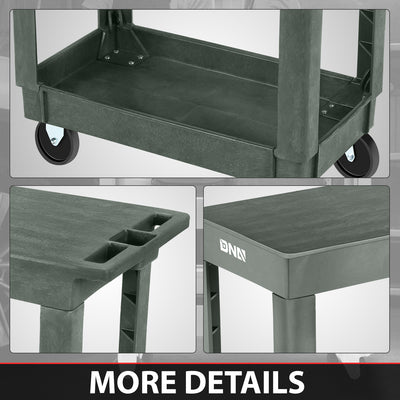 2-Shelf Small Flat Top Rolling Utility Car <br> 34-1/2 in.  L x17-1/2 in.  W x33 in.  H