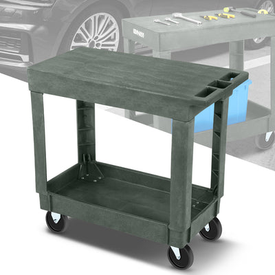 2-Shelf Small Flat Top Rolling Utility Car <br> 34-1/2 in.  L x17-1/2 in.  W x33 in.  H