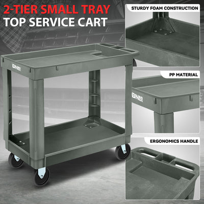 2-Shelf Small Tray Top Rolling Utility Car <br> 34 in. L x17in. W x 30.7 in. H
