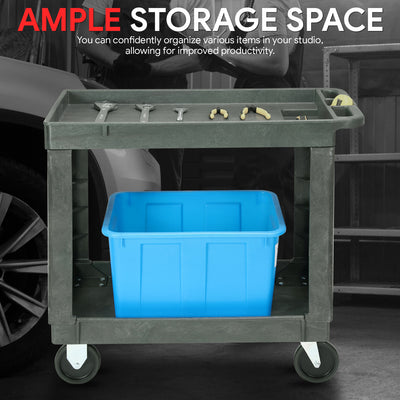 2-Shelf Small Tray Top Rolling Utility Car <br> 34 in. L x17in. W x 30.7 in. H
