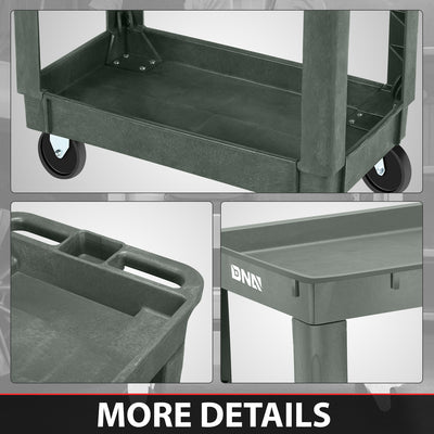 2-Shelf Small Tray Top Rolling Utility Car <br> 34 in. L x17in. W x 30.7 in. H