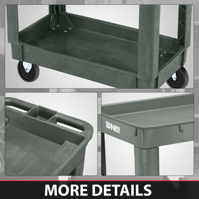 2-Shelf Small Tray Top Rolling Utility Car <br> 34 in. L x17in. W x 30.7 in. H
