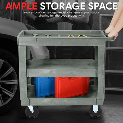 3-Shelf Small Flat Top Rolling Utility Car <br> 34 in. L x 17 in. W x 30.7 in. H
