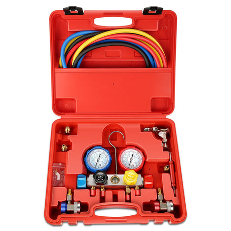 4-Way AC Manifold Gauge tool Set <br> Adjustable T-type handle