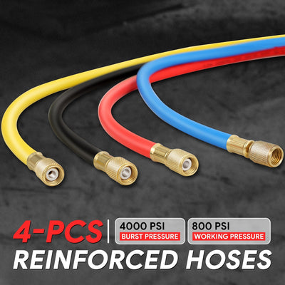4-Way AC Manifold Gauge tool Set <br> Adjustable T-type handle