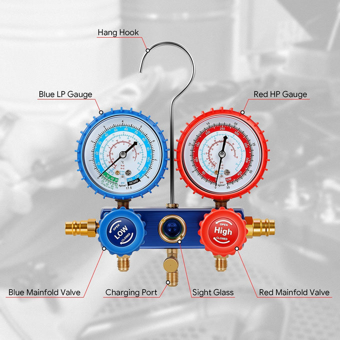3-Way AC Manifold Gauge tool Sets <br> W/Hoses & Adapter