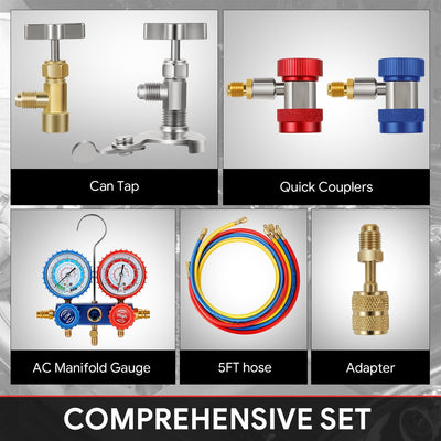 3-Way AC Manifold Gauge tool Sets <br> W/Hoses & Adapter