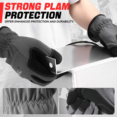 2 Pairs w/PU Coating Mechanic Gloves <br> Elastic Wrist Cuff
