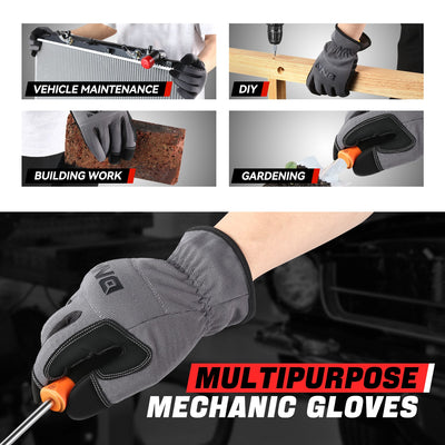 2 Pairs w/PU Coating Mechanic Gloves <br> Elastic Wrist Cuff