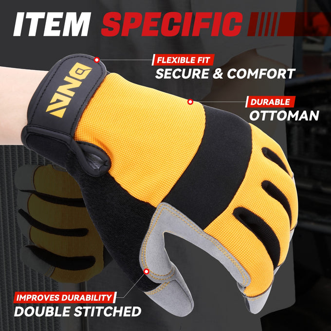 4pairs Nylon and PU Mechanic Gloves <br> w/Velcro Design