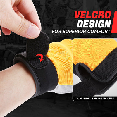 4pairs Nylon and PU Mechanic Gloves <br> w/Velcro Design