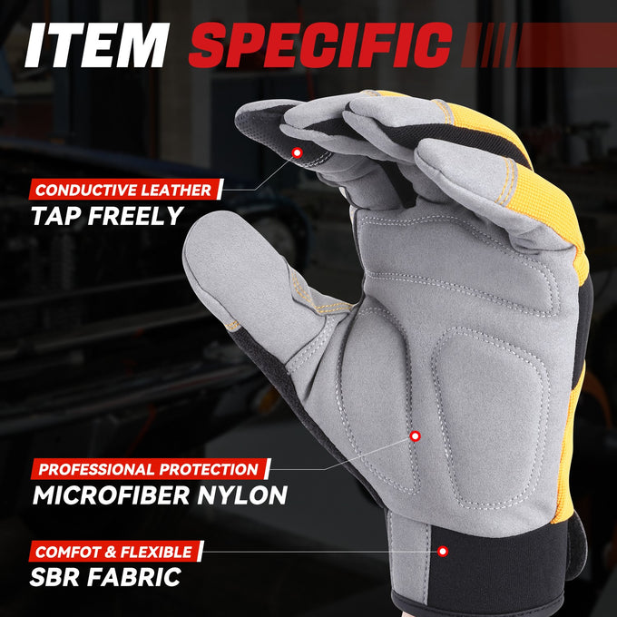 4pairs Nylon and PU Mechanic Gloves <br> w/Velcro Design
