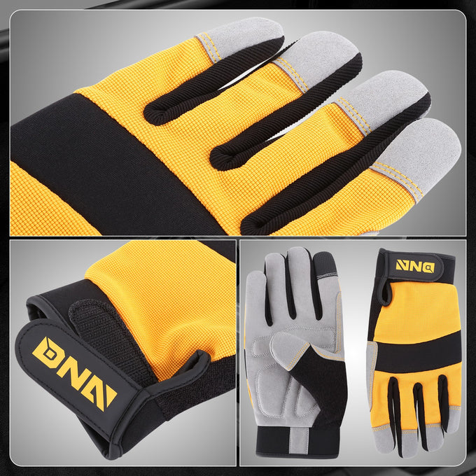 4pairs Nylon and PU Mechanic Gloves <br> w/Velcro Design