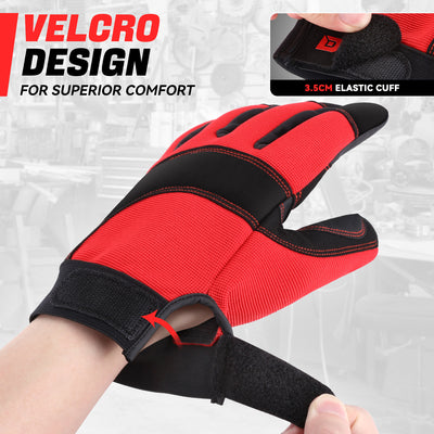 2 Pairs Black Microfiber Patch Mechanic Gloves <br> Double Stitched Technology