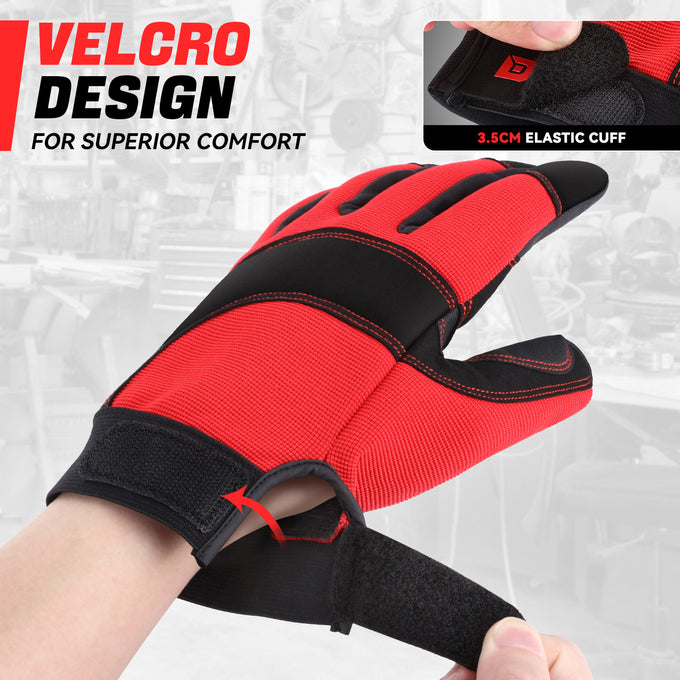 2 Pairs Black Microfiber Patch Mechanic Gloves <br> Double Stitched Technology