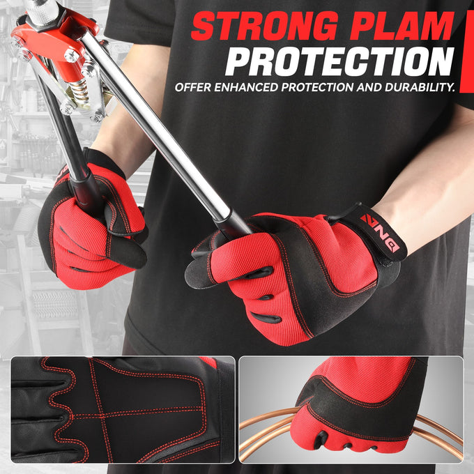 2 Pairs Black Microfiber Patch Mechanic Gloves <br> Double Stitched Technology