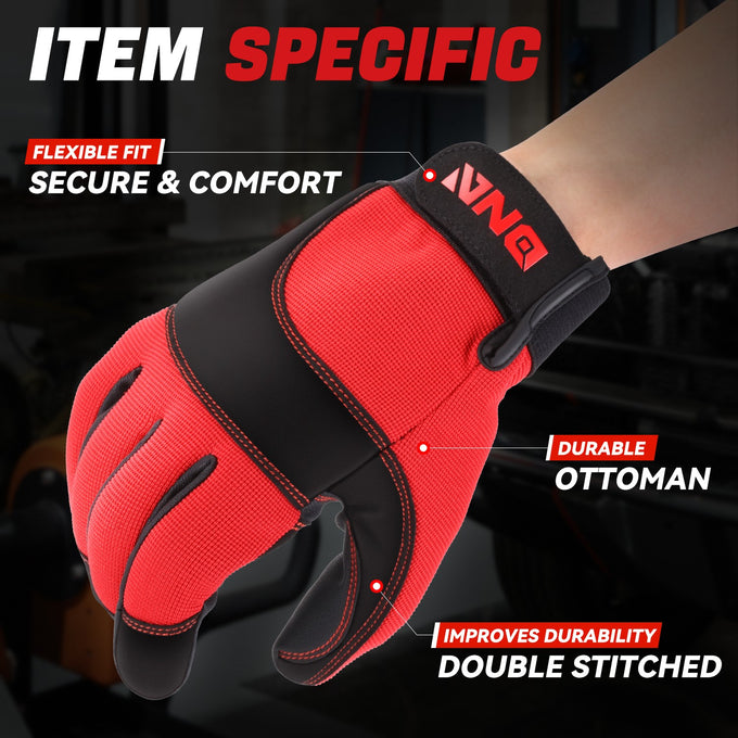 4 Pairs Black Microfiber Patch Mechanic Gloves <br> Double Stitched Technology