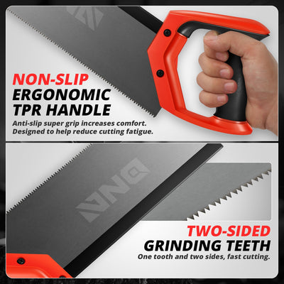 2PCS 12 in. 9 Bi-Ground Teeth Hand Saw <BR> W/Hanging Hole Design