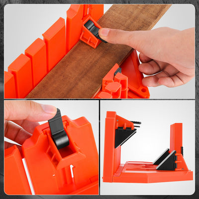 Wood Coving Cutting Angles Mitre box W/ 4 clamps<BR> Measures:14.4 x 6.3 x 4.7 in.