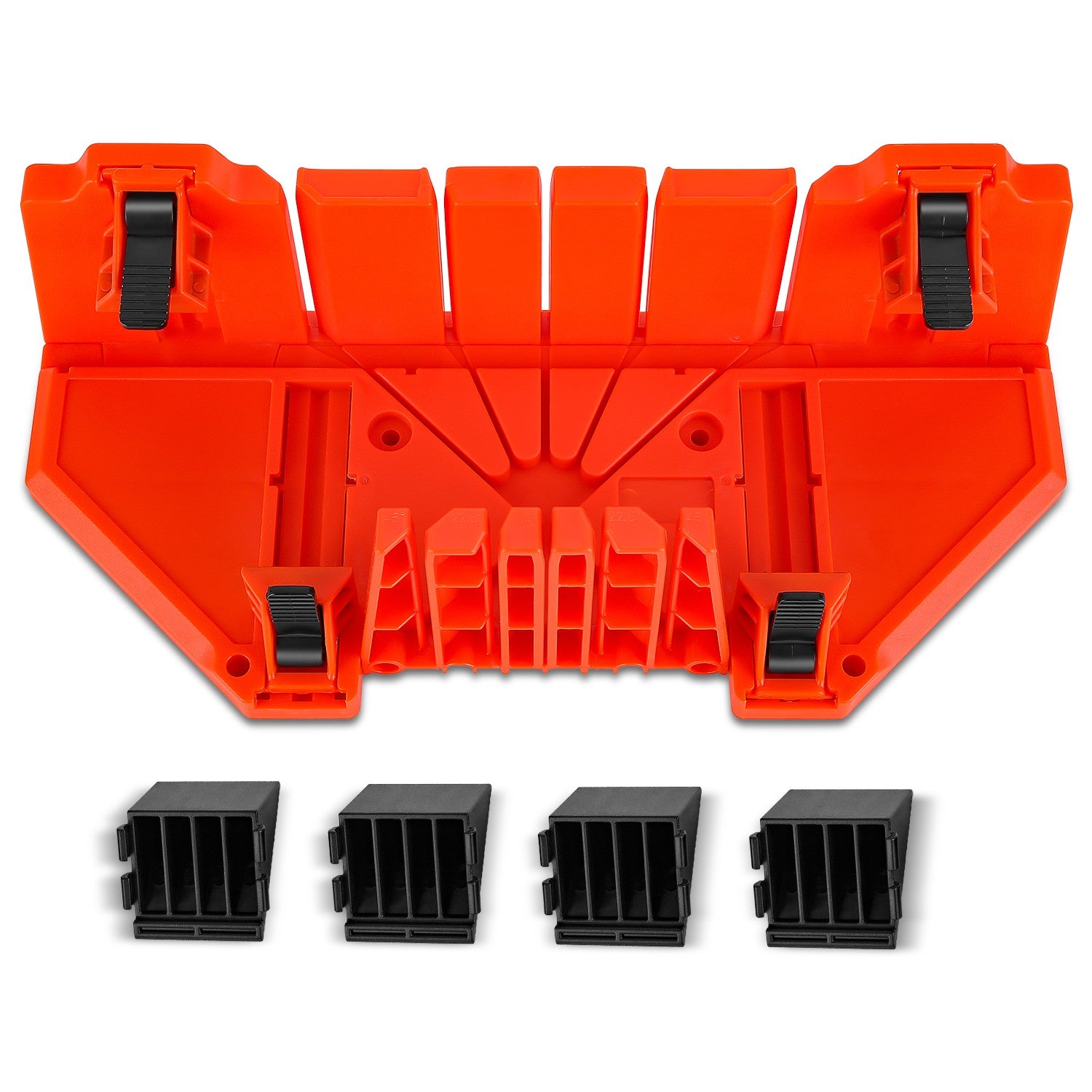 Wood Coving Cutting Angles Mitre box W/ 4 clamps<BR> Measures:14.4 x 6.3 x 4.7 in.