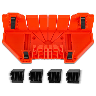 Wood Coving Cutting Angles Mitre box W/ 4 clamps<BR> Measures:14.4 x 6.3 x 4.7 in.