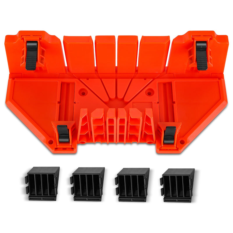 Wood Coving Cutting Angles Mitre box W/ 4 clamps<BR> Measures:14.4 x 6.3 x 4.7 in.