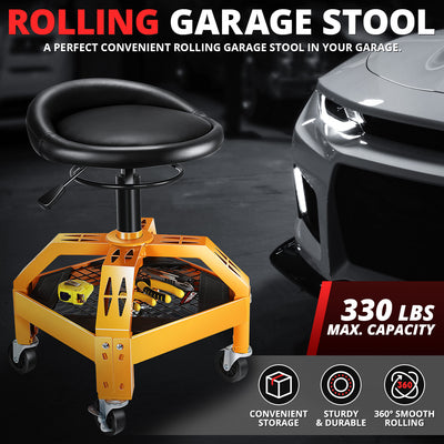 Pneumatic Rolling Padded Seat W/Wheels <br> 22.5 to 26.8 in. Adjustable Height