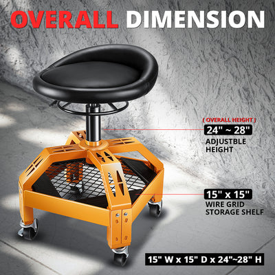 Pneumatic Rolling Padded Seat W/Wheels <br> 22.5 to 26.8 in. Adjustable Height