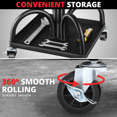 Rolling Padded Seat w/ Backrest <br> 22 to 26 in. Adjustable Height
