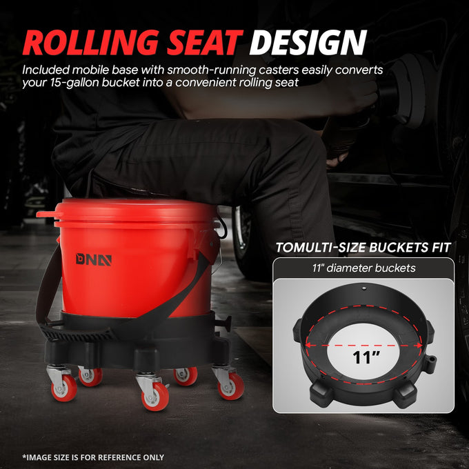Heavy Duty 15L Car Washing System Bucket Set<br>w/ 5 Swivelling Casters