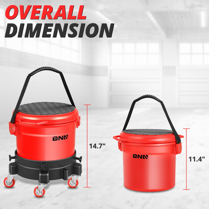 Heavy Duty 15L Car Washing System Bucket Set<br>w/ 5 Swivelling Casters