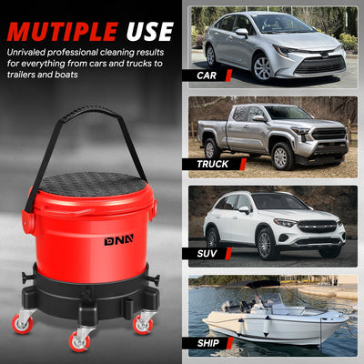 Heavy Duty 15L Car Washing System Bucket Set<br>w/ 5 Swivelling Casters