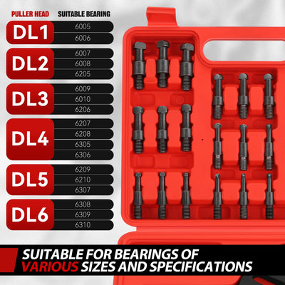 Bearing Extractor Removal Tool Set w/6 Sizes & Hooks <br> Suitable for multiple types of bearings