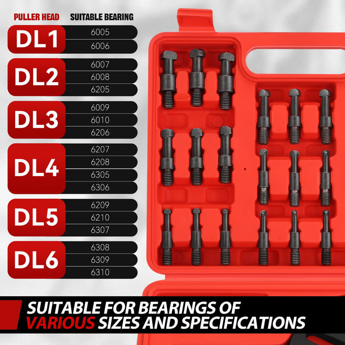 Bearing Extractor Removal Tool Set w/6 Sizes & Hooks <br> Suitable for multiple types of bearings