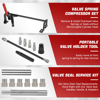 OHV OHC Valve Spring Compressor Tool Kit <br> For 8, 16, and 24 mm valve engines
