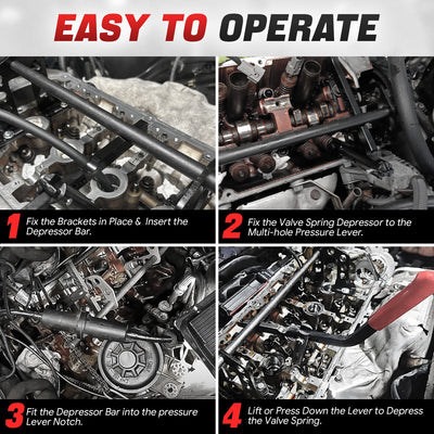 OHV OHC Valve Spring Compressor Tool Kit <br> For 8, 16, and 24 mm valve engines