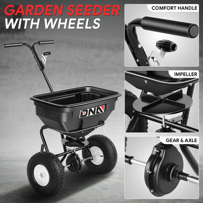 125 lbs / 60L Adjustable Walk-Behind Spreader <br> 12.9in. pneumatic tires