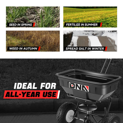 125 lbs / 60L Adjustable Walk-Behind Spreader <br> 12.9in. pneumatic tires