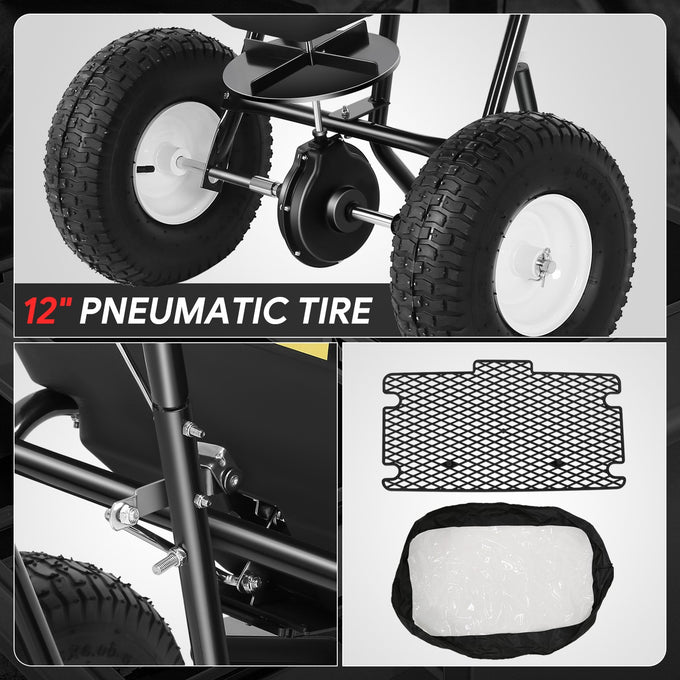 125 lbs / 60L Adjustable Walk-Behind Spreader <br> 12.9in. pneumatic tires