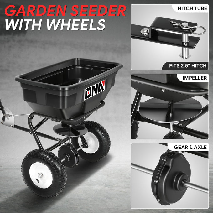 125 lbs (56kg) / 60L Spreader w/12.2 in. tires <br> Dimensions (in.): 29.5 L x 16.5 W x 13.4 H