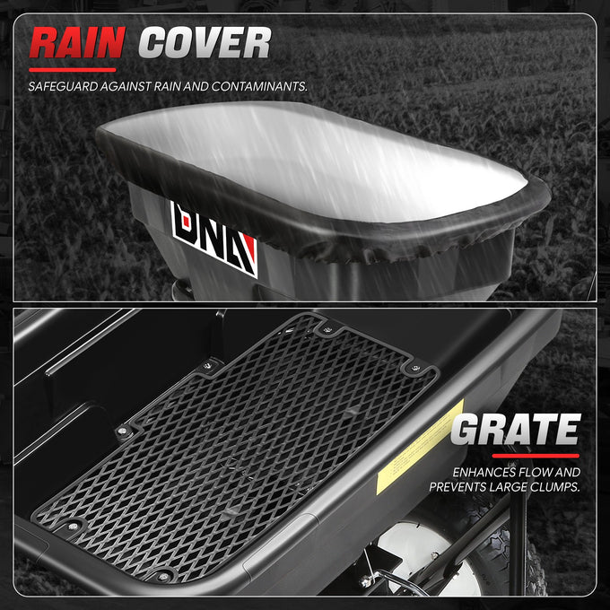125 lbs (56kg) / 60L Spreader w/12.2 in. tires <br> Dimensions (in.): 29.5 L x 16.5 W x 13.4 H