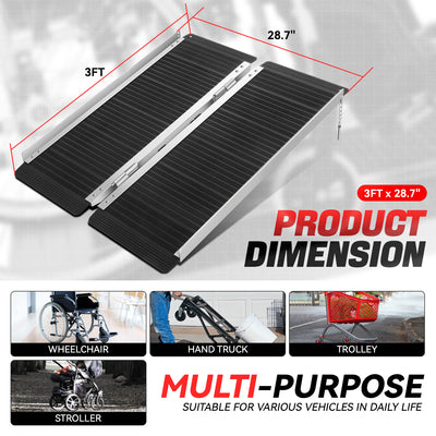3FT L Anti-Slip Wheelchair Pad Ramp <BR> 3ft. L x 28.7 in. W