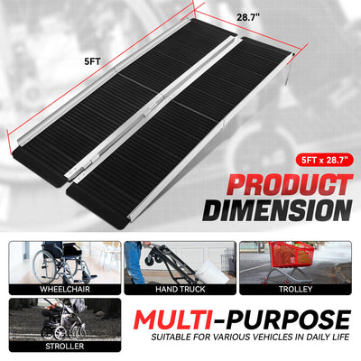 5FT L Anti-Slip Wheelchair Pad Ramp <BR> 5ft. L x 28.7 in. W