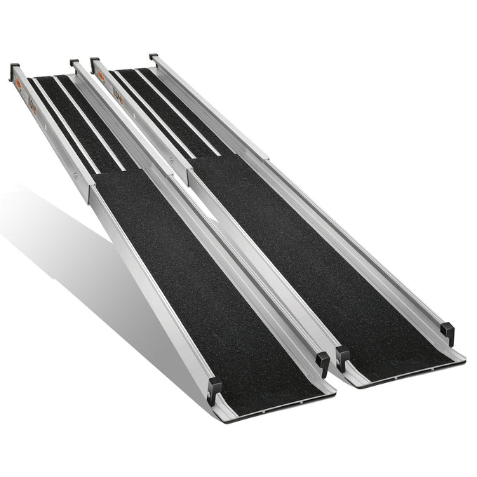 Portable Folding Aluminum Alloy Wheelchair Ramp <br> Adjustable Length from 41.4 in. to 72 in.