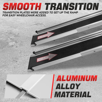 Portable Folding Aluminum Alloy Wheelchair Ramp <br> Adjustable Length from 41.4 in. to 72 in.
