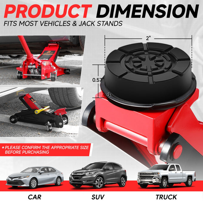 2PCS 4T 2 in. Rubber Floor Jack Pads <br> Dimension: 0.57 in. H X 2 in. Diameter