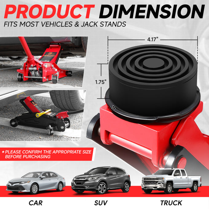 2PCS 4T 4.87 in. Rubber Floor Jack Pads <br> Dimension: 1.75 in. H X 4.17 in. Diameter