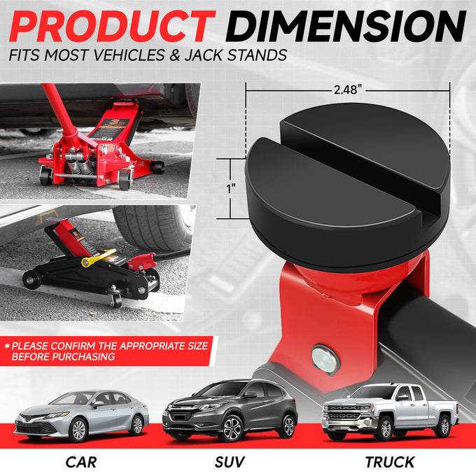 2PCS 4T 2.48 in. Rubber Floor Jack Pads <br> Dimension: 1 in. H X 2.48 in. Diameter