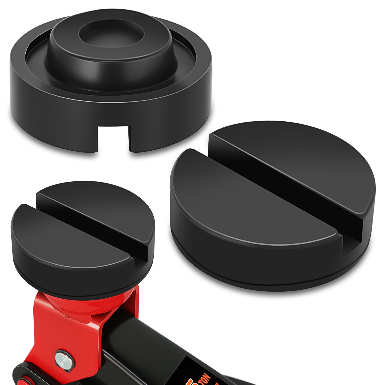2PCS 4T 2.48 in. Rubber Floor Jack Pads <br> Dimension: 1 in. H X 2.48 in. Diameter